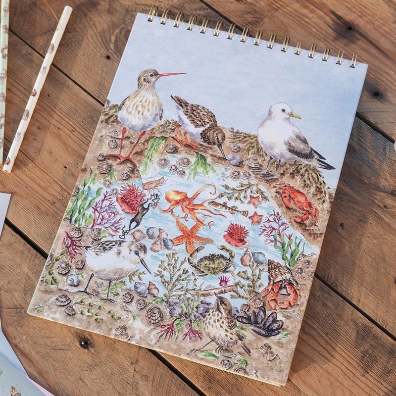 Album da disegno con copertina a tema animali del mare e rilegatura a spirale, perfetto sia per dipingere che per disegnare, ideale come regalo per artista