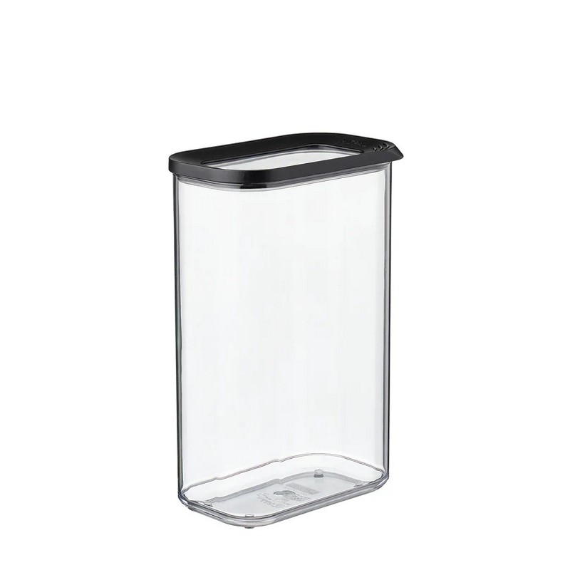 Barattolo da cucina ermetico e trasparente con coperchio nero da 2 litri di capacità