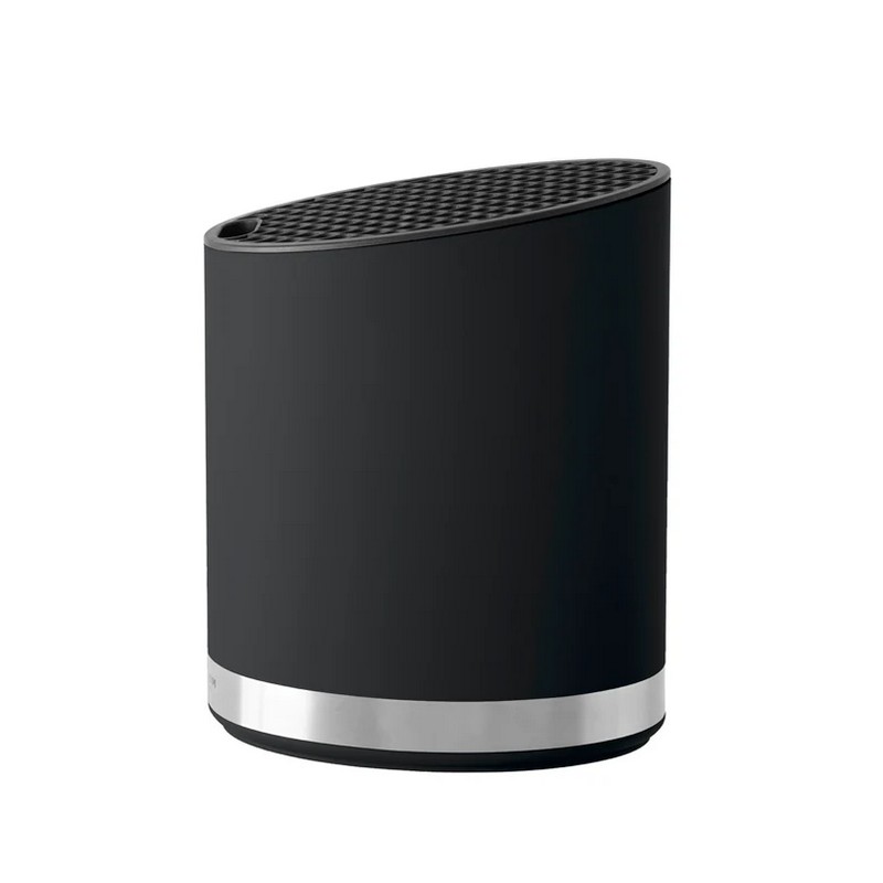 Ceppo per coltelli universale nero con superficie soft-touch e scomparto per forbici, la sezione portacoltelli è removibile rendendo il tutto facile da lavare