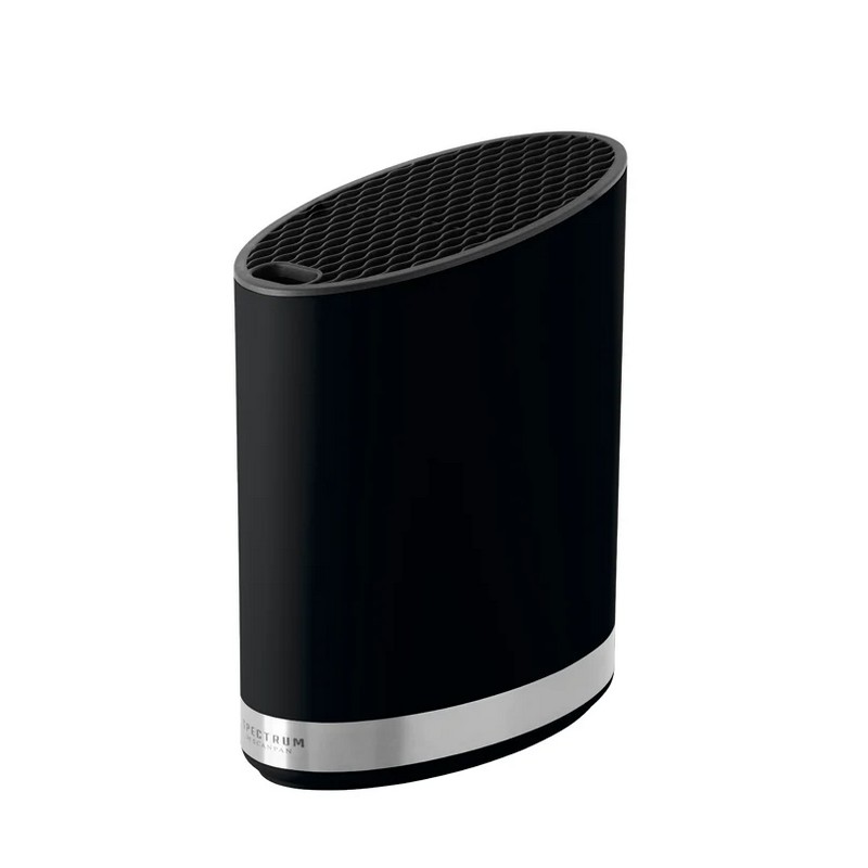 Ceppo per coltelli universale nero con superficie soft-touch e scomparto per forbici, la sezione portacoltelli è removibile rendendo il tutto facile da lavare