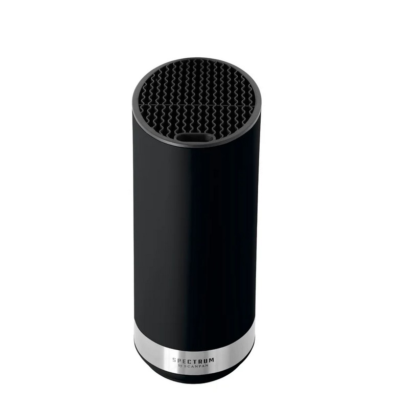 Ceppo per coltelli universale nero con superficie soft-touch e scomparto per forbici, la sezione portacoltelli è removibile rendendo il tutto facile da lavare