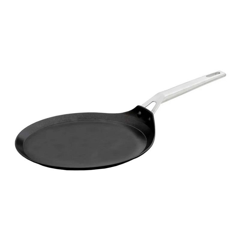 Padella per crepes in alluminio pressofuso da 28 cm di diametro, adatta a gas e induzione