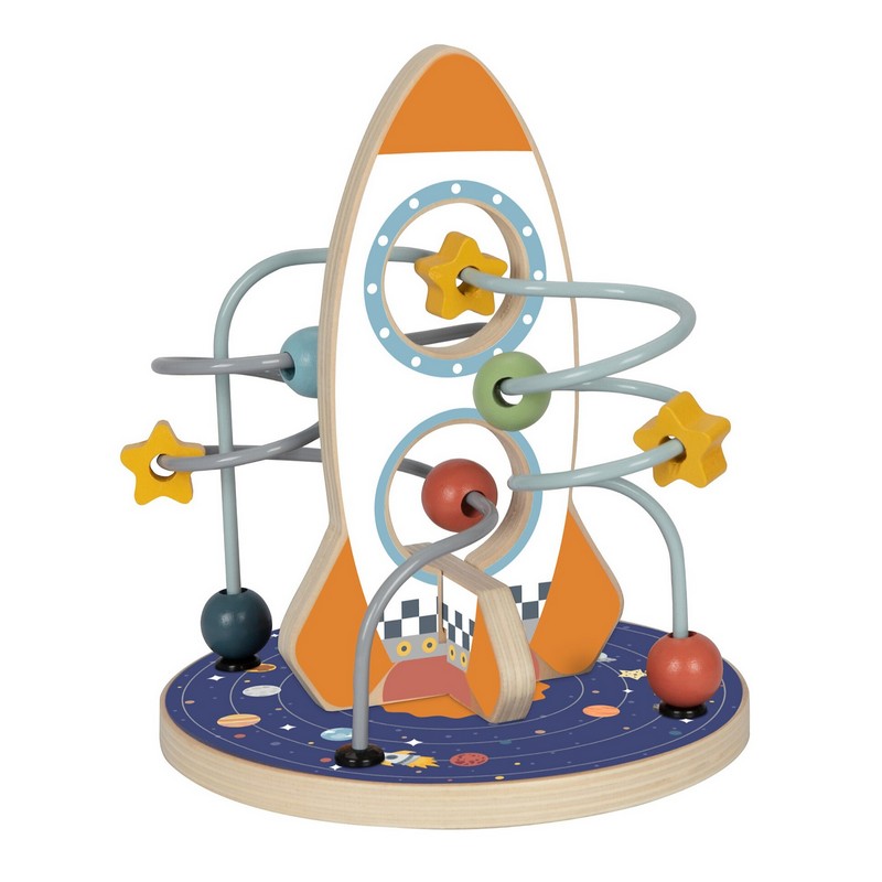 Gioco labirinto a forma di razzo in legno con perline, perfetto come regalo dai 2 anni in su