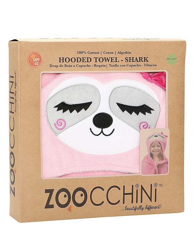 Accappatoio per bambini rosa con cappuccio a forma di bradipo