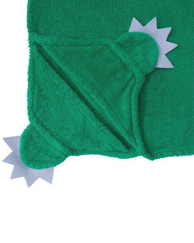 Accappatoio per bambini verde con cappuccio a forma di dinosauro
