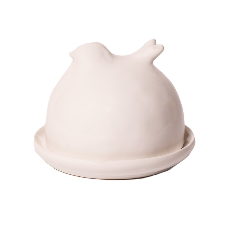 Burriera a forma di uccellino in ceramica