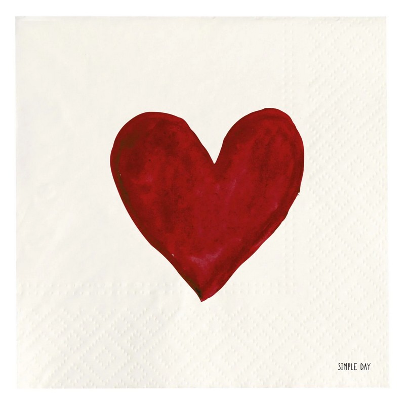 Set 20 tovaglioli di carta decorati con cuore rosso