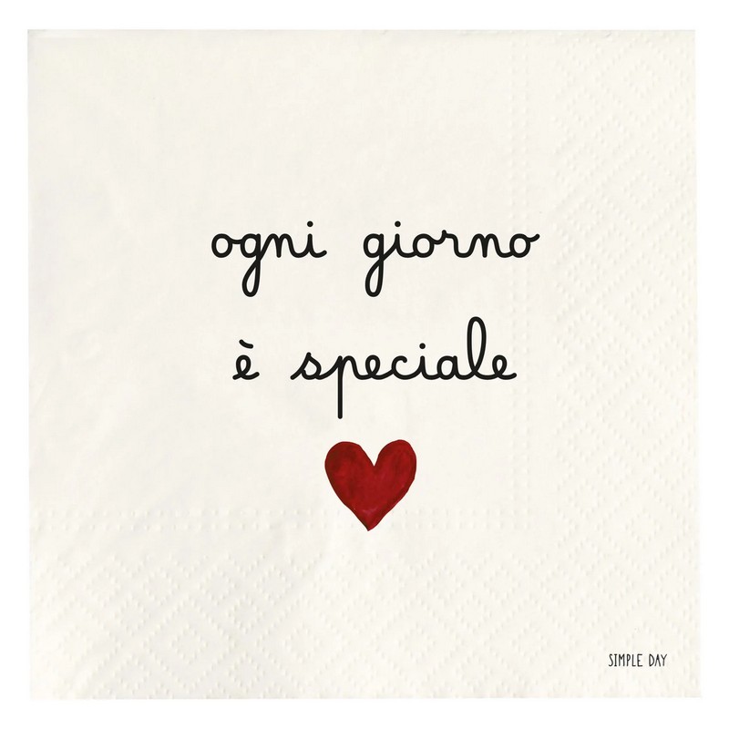 Set 20 tovaglioli di carta decorati con cuore e scritta “Ogni giorno è speciale”