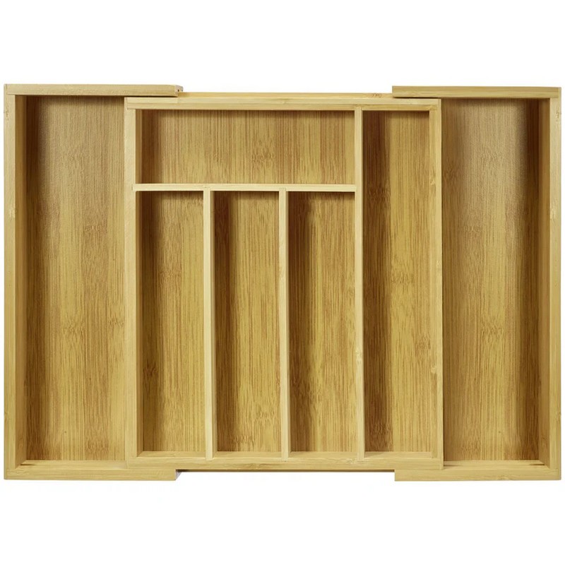 Portaposate da cassetto allungabile da 7 scomparti, realizzato in bambù