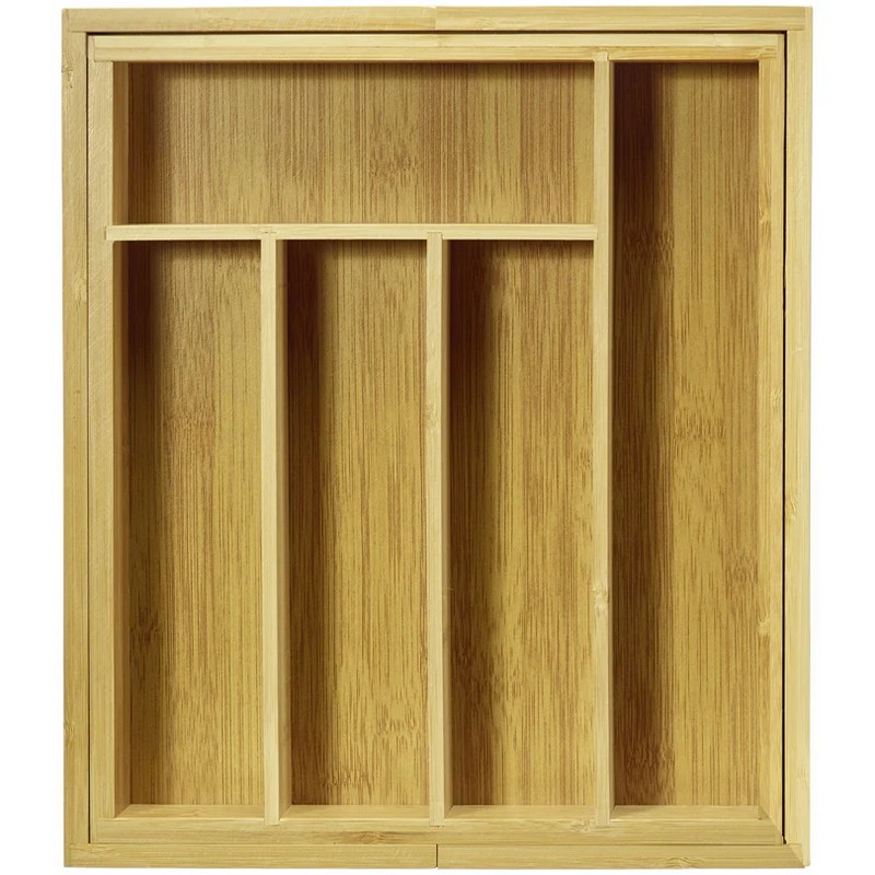 Portaposate da cassetto allungabile da 7 scomparti, realizzato in bambù