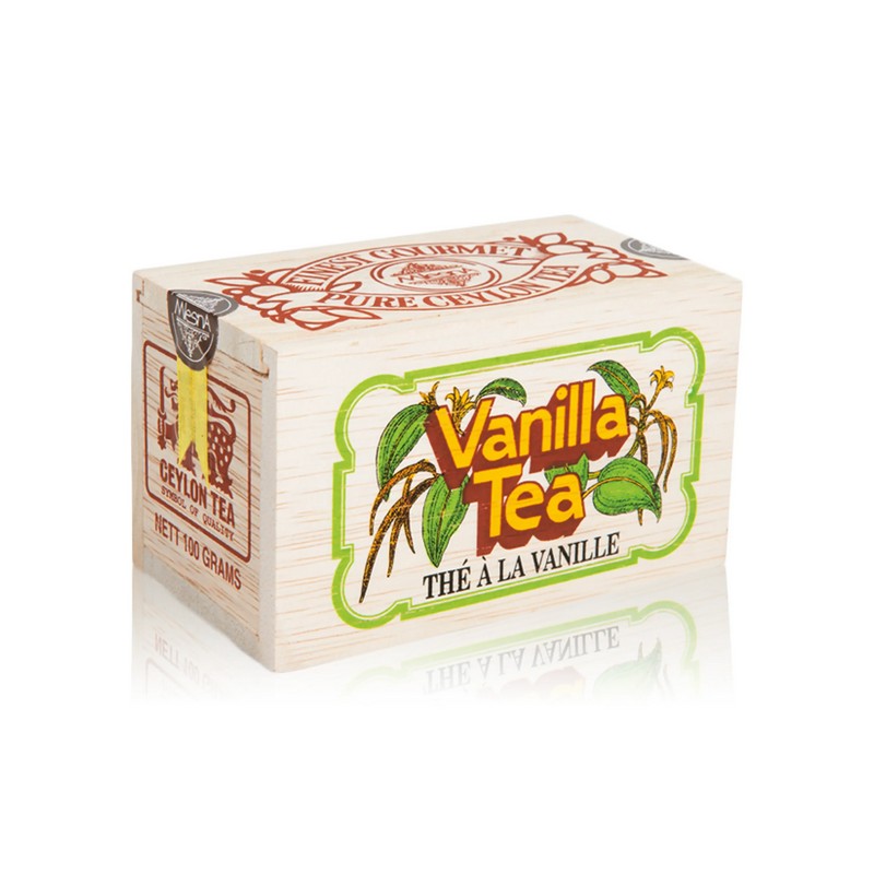 Tè in foglie alla vaniglia contenuto in cofanetto di legno, un'elegante idea regalo per donna, uomo e tutta la famiglia