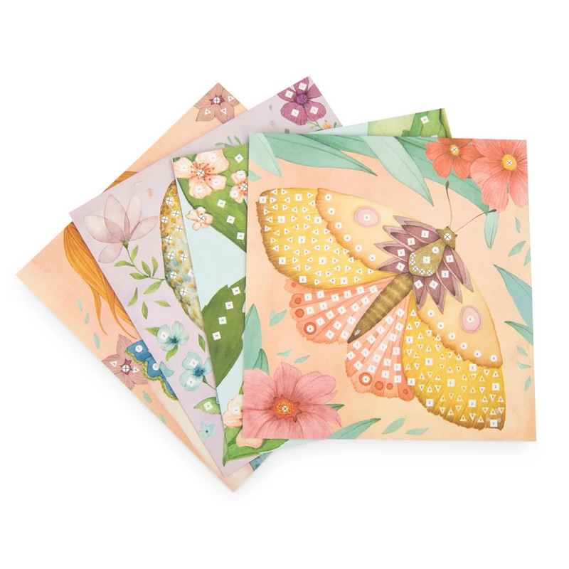 Gioco mosaici adesivi di diverse forme e colori da applicare su 5 illustrazioni