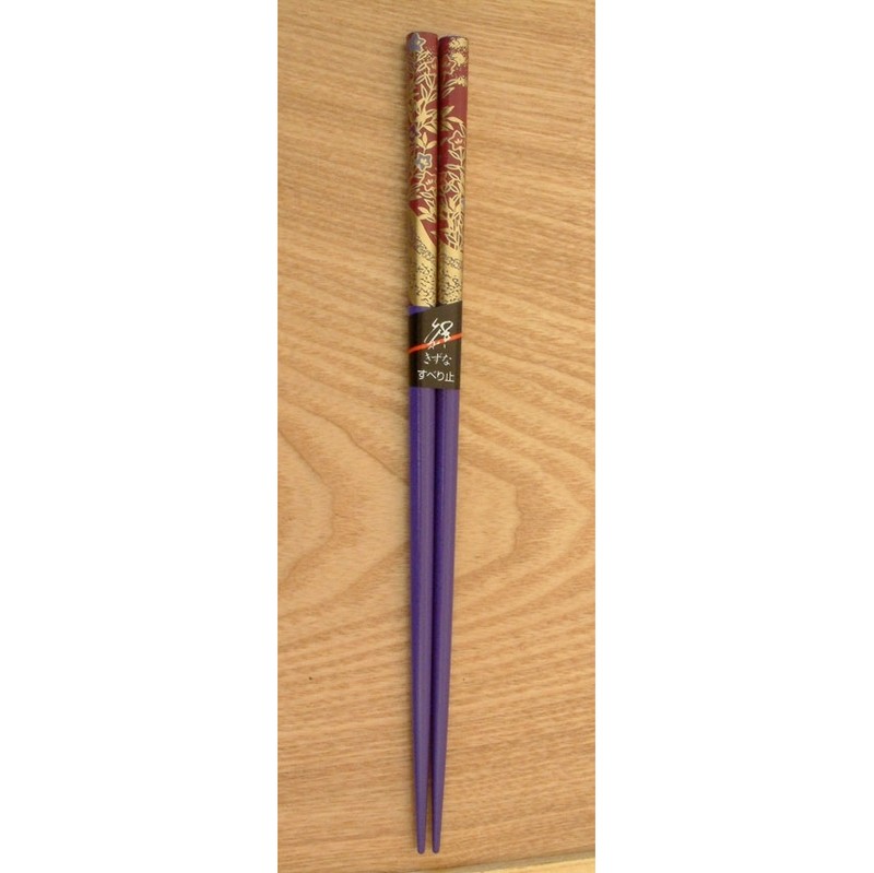 Bacchette giapponesi riutilizzabili viola in legno laccato, fatte in Giappone