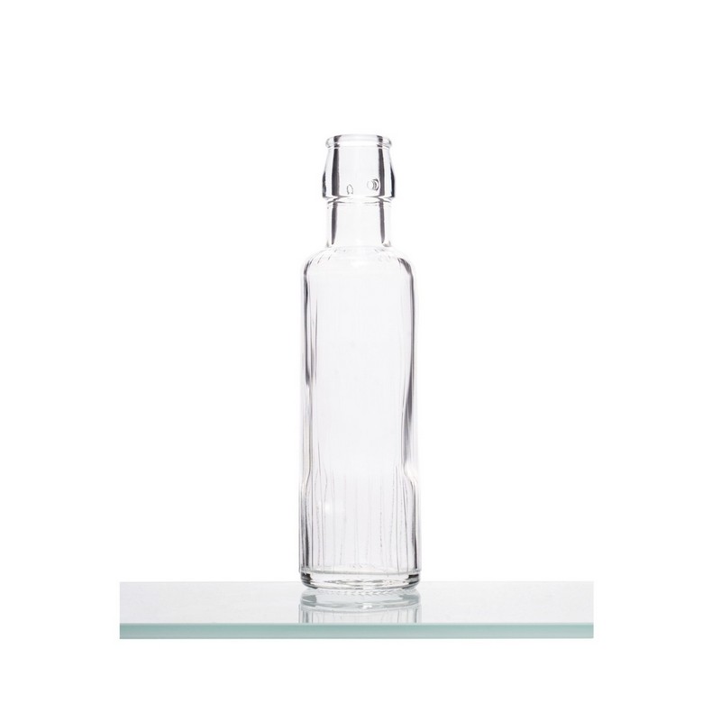 Bottiglia acqua in vetro trasparente rigata da 200 ml