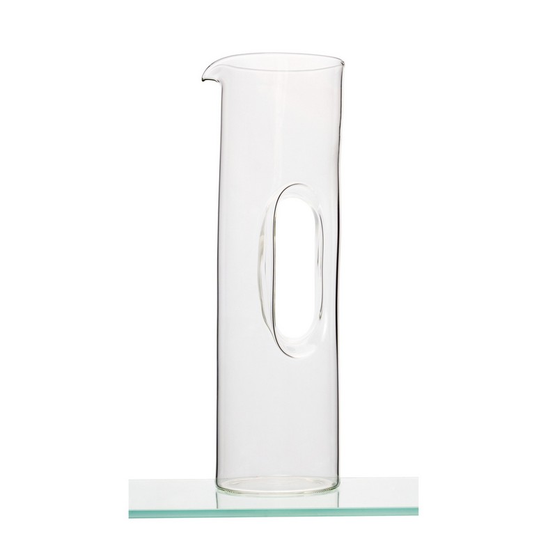 Caraffa in vetro soffiato trasparente con manico interno