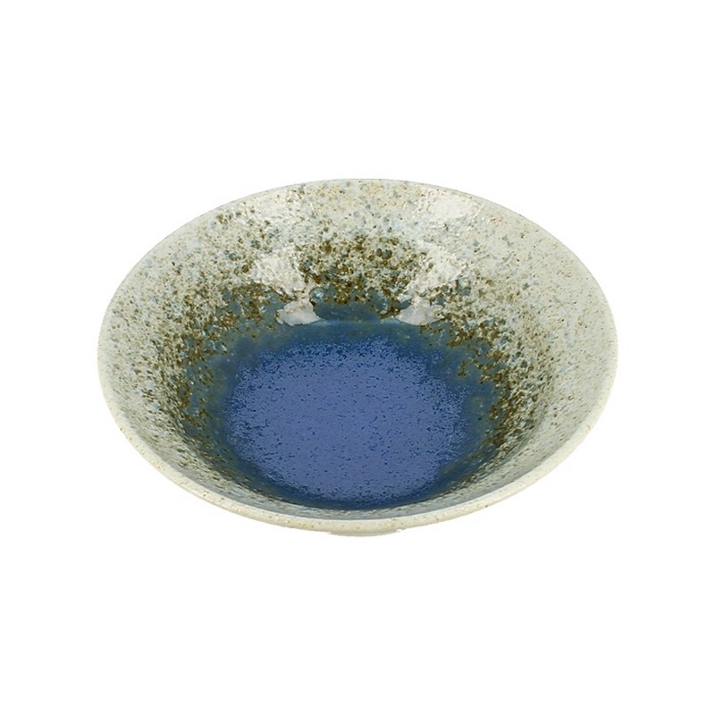 Ciotola giapponese color crema con interno blu, fatta in Giappone