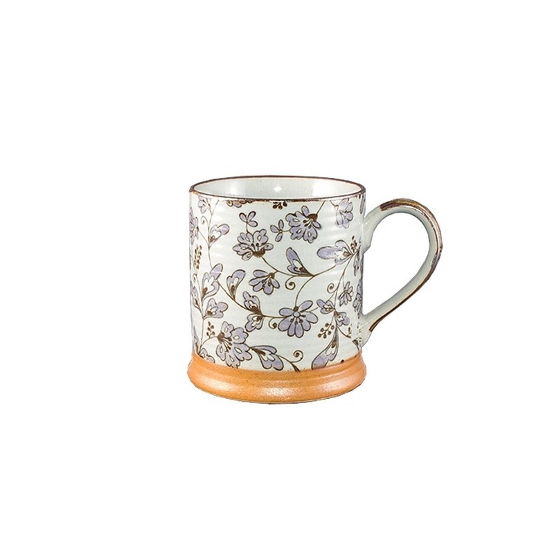Tazza mug giapponese in ceramica con decoro floreale, fatta in Giappone