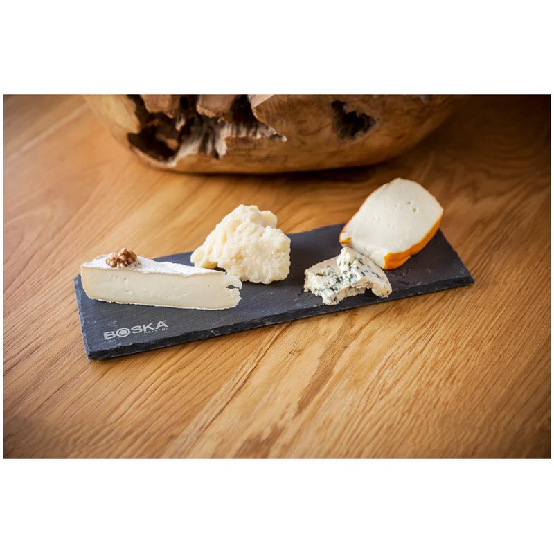 Piatto da portata in ardesia rettangolare stretto con piedini antiscivolo