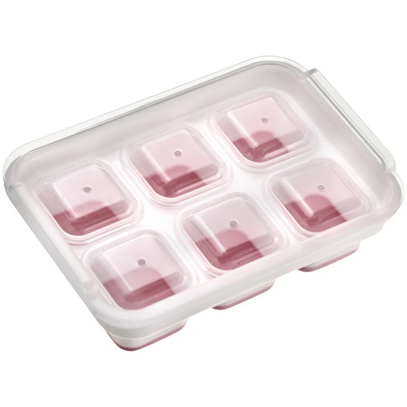 Forma per ghiaccio da 6 cubi con coperchio e vaschetta flessibile