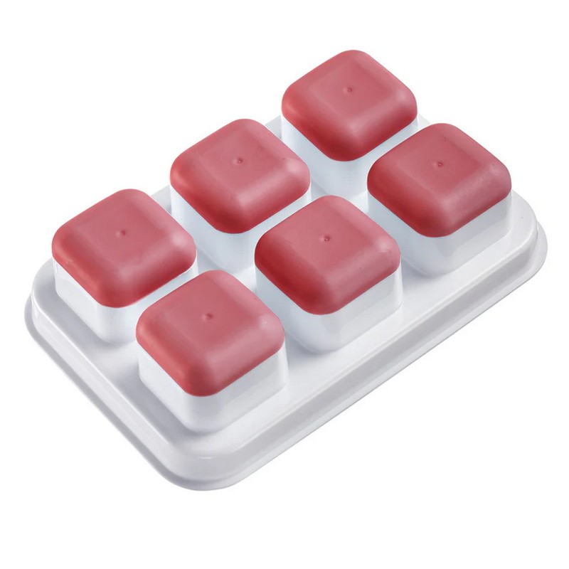 Forma per ghiaccio da 6 cubi con coperchio e vaschetta flessibile