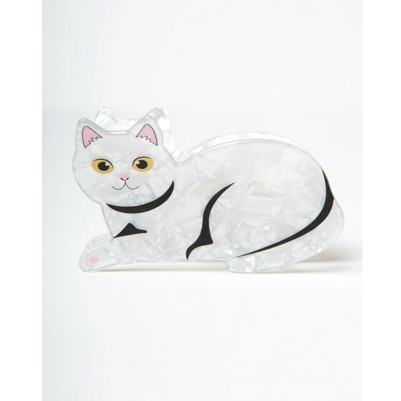 Fermacapelli a forma di gatto bianco, perfetto come idea regalo per donna