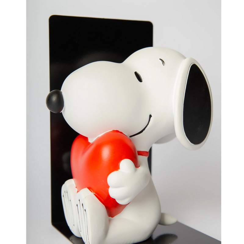 Fermalibri in metallo con Snoopy con cuore in resina