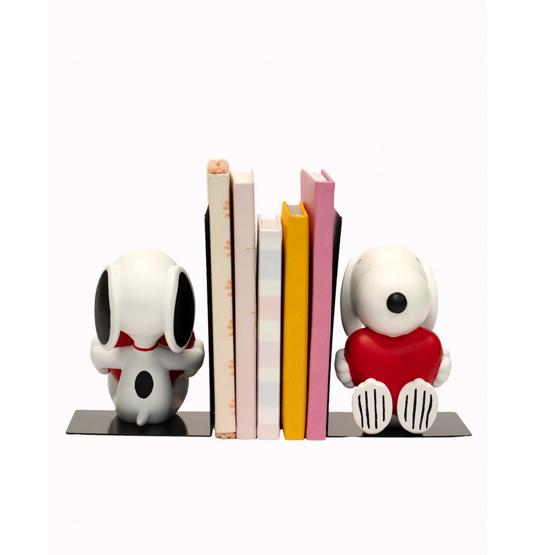 Fermalibri in metallo con Snoopy con cuore in resina