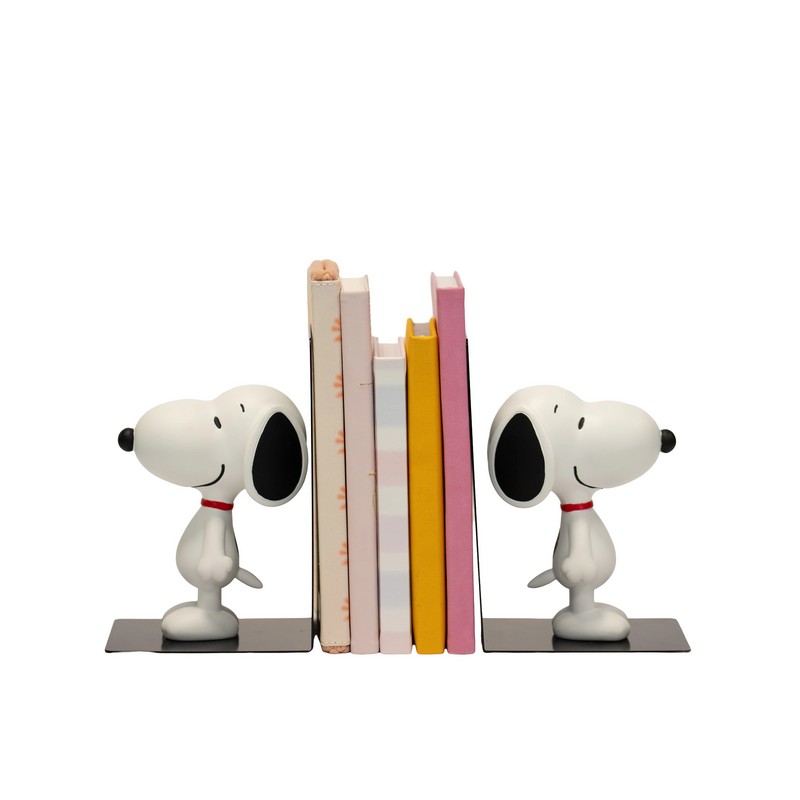 Fermalibri in metallo con Snoopy di profilo in resina