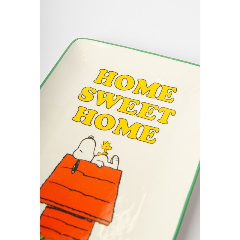 Vassoio in ceramica decorato con Snoopy e scritta 