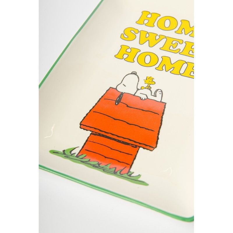Vassoio in ceramica decorato con Snoopy e scritta 