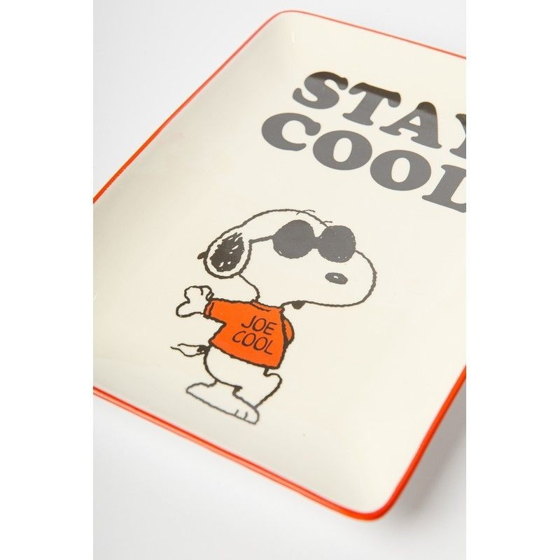 Vassoio in ceramica decorato con Snoopy e scritta 