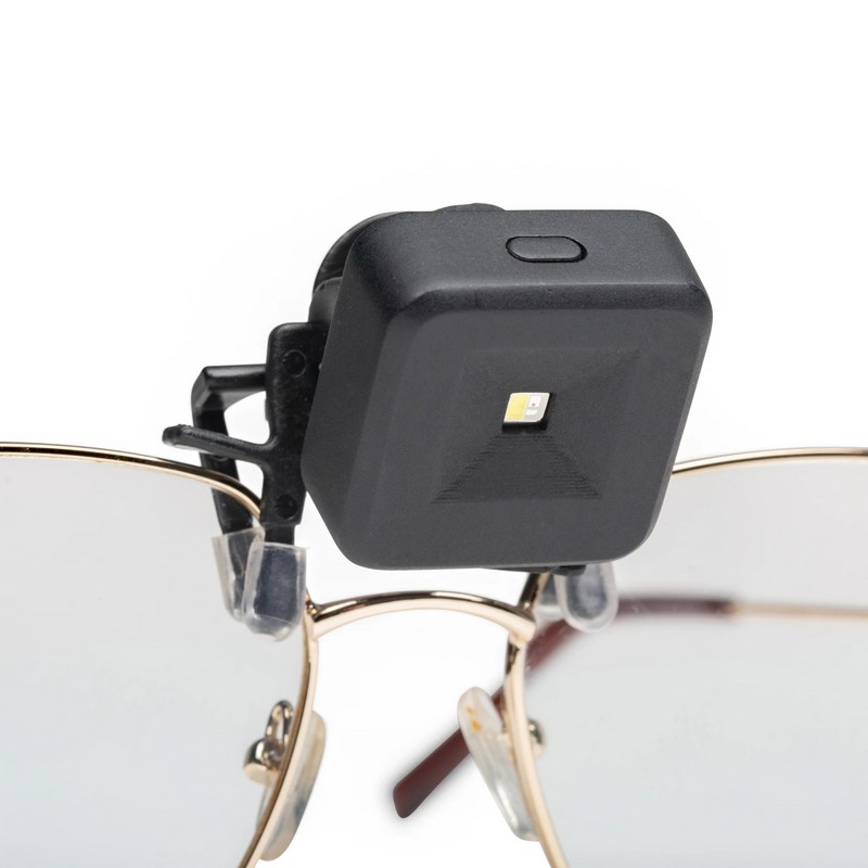 Luce per occhiali ricaricabile con clip, utilizzabile anche sui cappelli