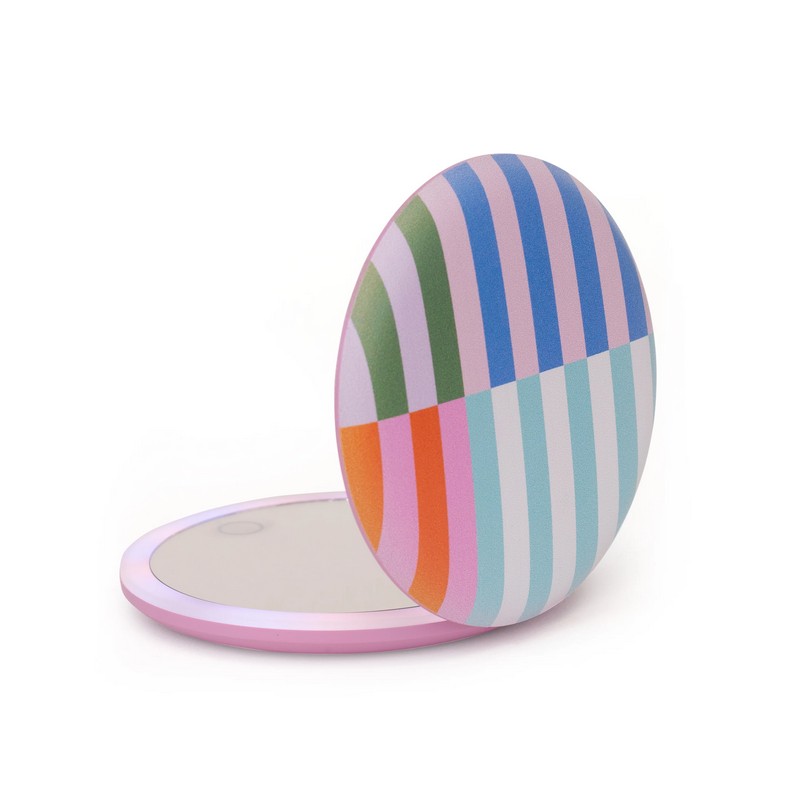 Specchio da borsa con luce ricaricabile in 2 colori assortiti