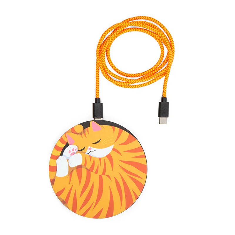 Caricatore wireless per cellulari a forma di gatto che dorme