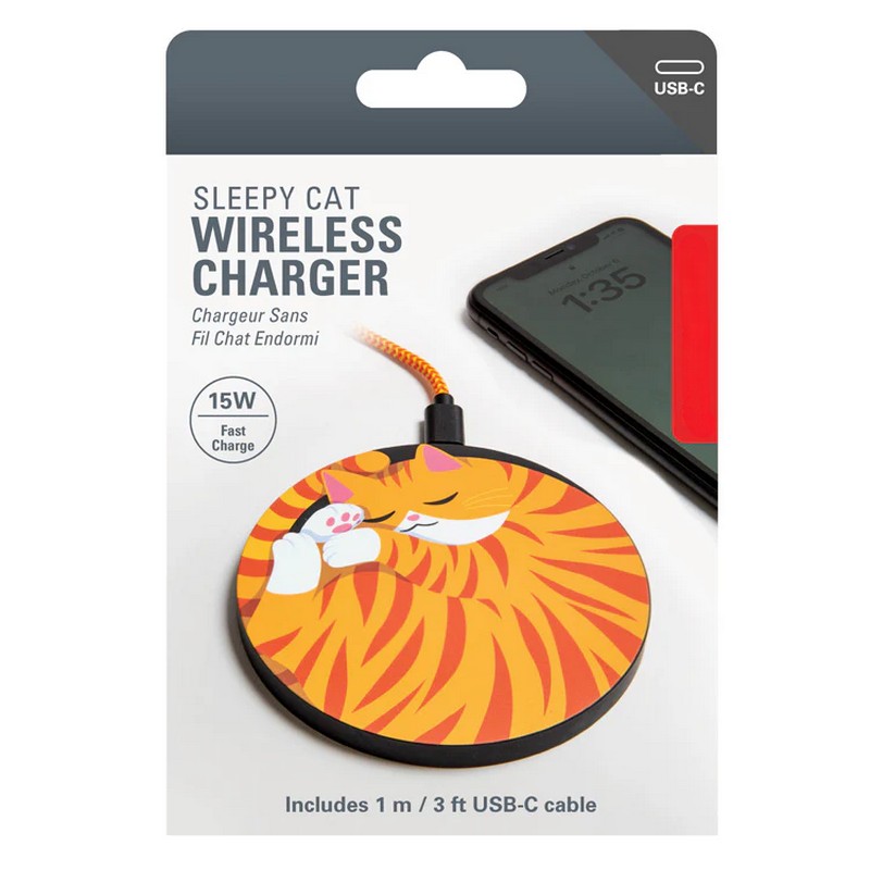 Caricatore wireless per cellulari a forma di gatto che dorme