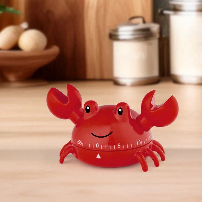 Timer da cucina analogico forma di granchio rosso