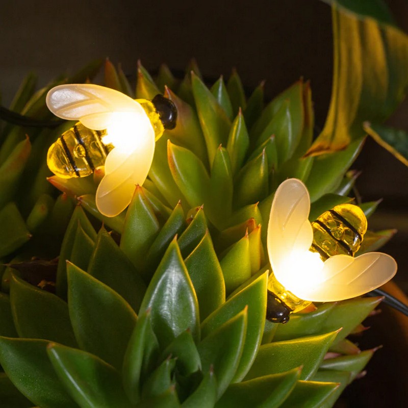 Filo di luci con 20 api alimentato a energia solare