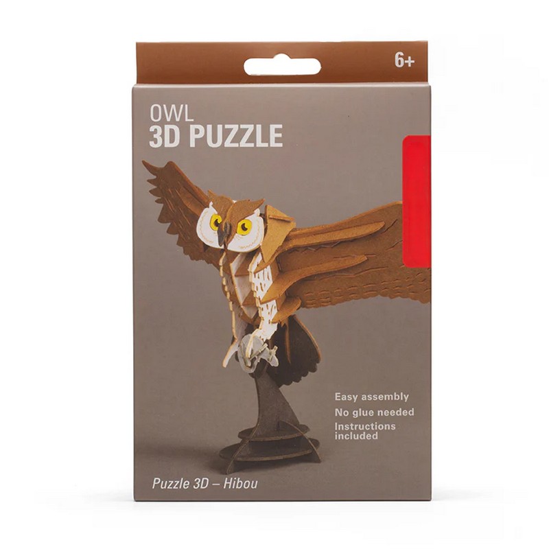 Puzzle 3D in cartone a forma di gufo, non richiede né strumenti né colla