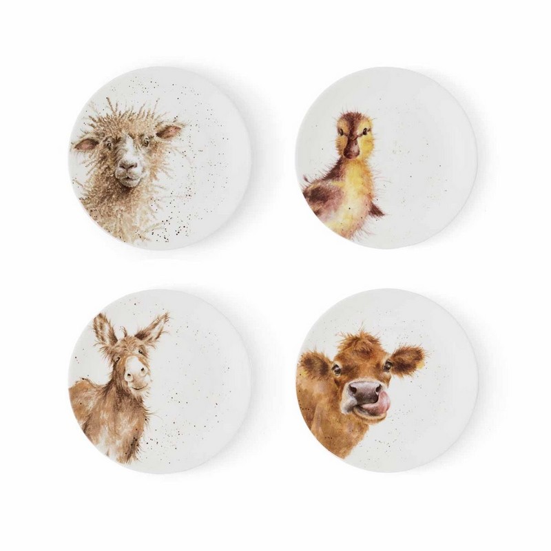 Piatto per dolce in porcellana decorato con mucca, adatto all'utilizzo in lavastoviglie e microonde