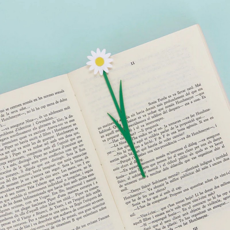 Segnalibro a forma di margherita bianca in scatola con dedica e significato del fiore