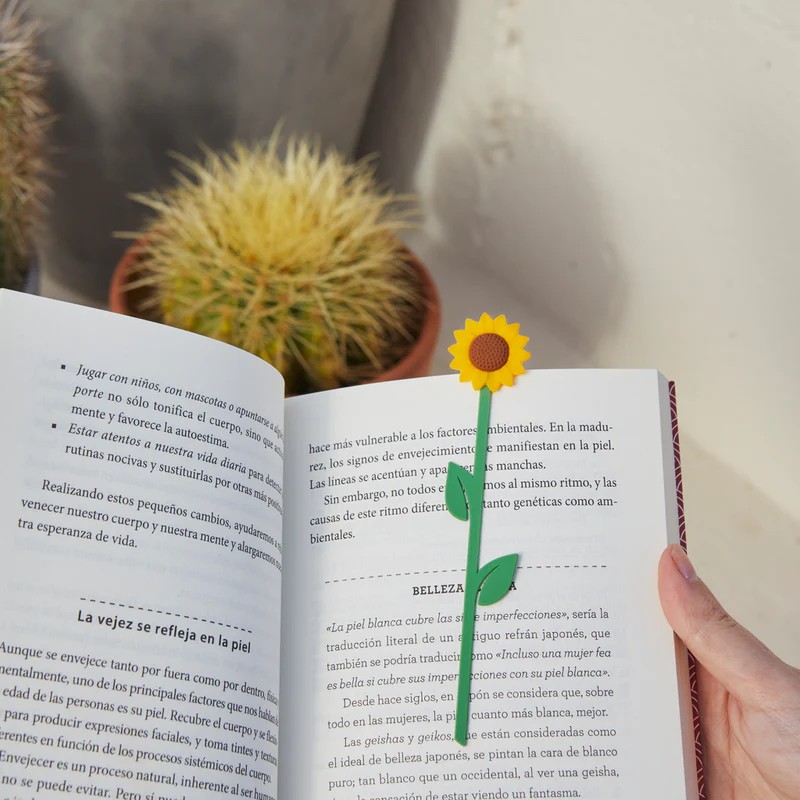 Segnalibro a forma di girasole in scatola con dedica e significato del fiore