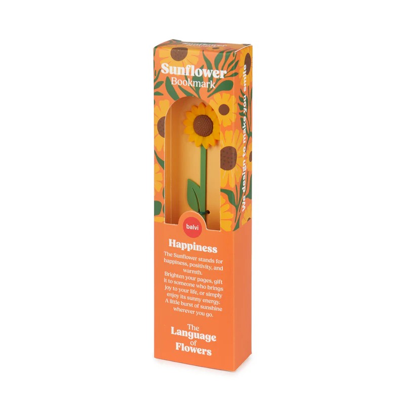 Segnalibro a forma di girasole in scatola con dedica e significato del fiore
