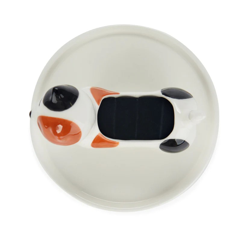Porta anelli a forma di gatto tricolore in ceramica con base portagioie