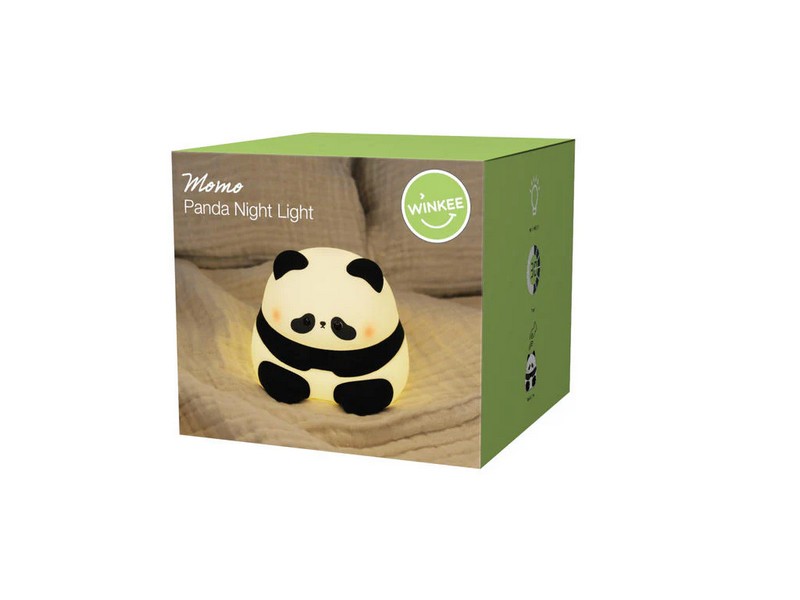 Luce notturna morbida in silicone a forma di panda con controllo touch e luce calda a diverse intensità, funzione timer e batteria interna ricaricabile 