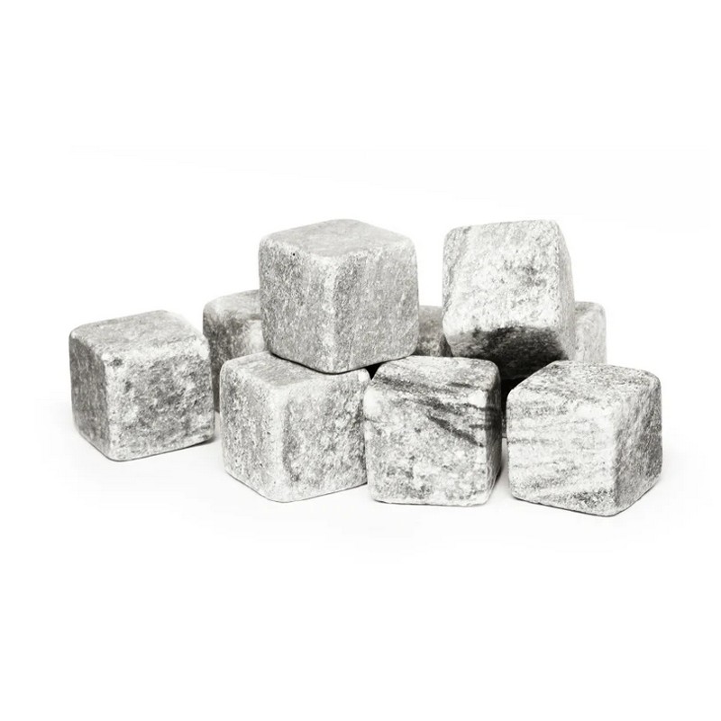 Set 9 cubetti refrigeranti riutilizzabili in pietra ollare con sacchetto dove riporli