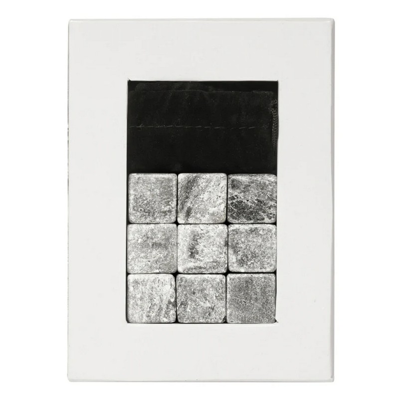 Set 9 cubetti refrigeranti riutilizzabili in pietra ollare con sacchetto dove riporli