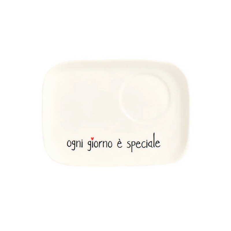 Set 2 piattini in ceramica per tazzine da caffè con scritta “Ogni giorno è speciale”