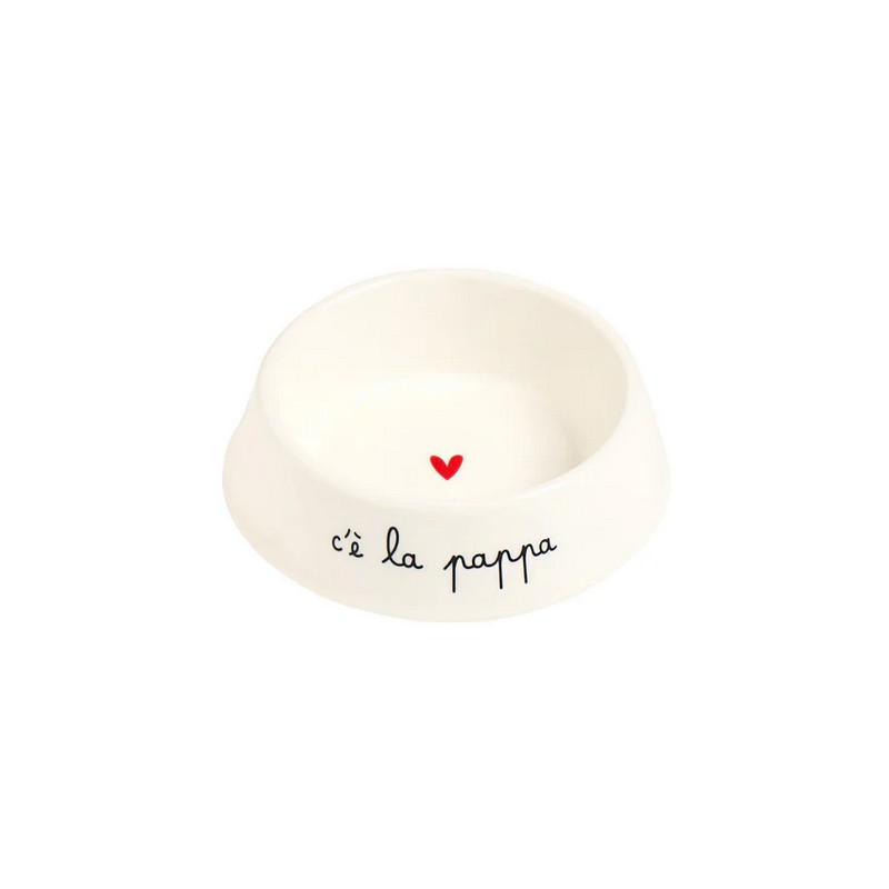 Ciotola per gatto in ceramica bianca decorata con scritta 