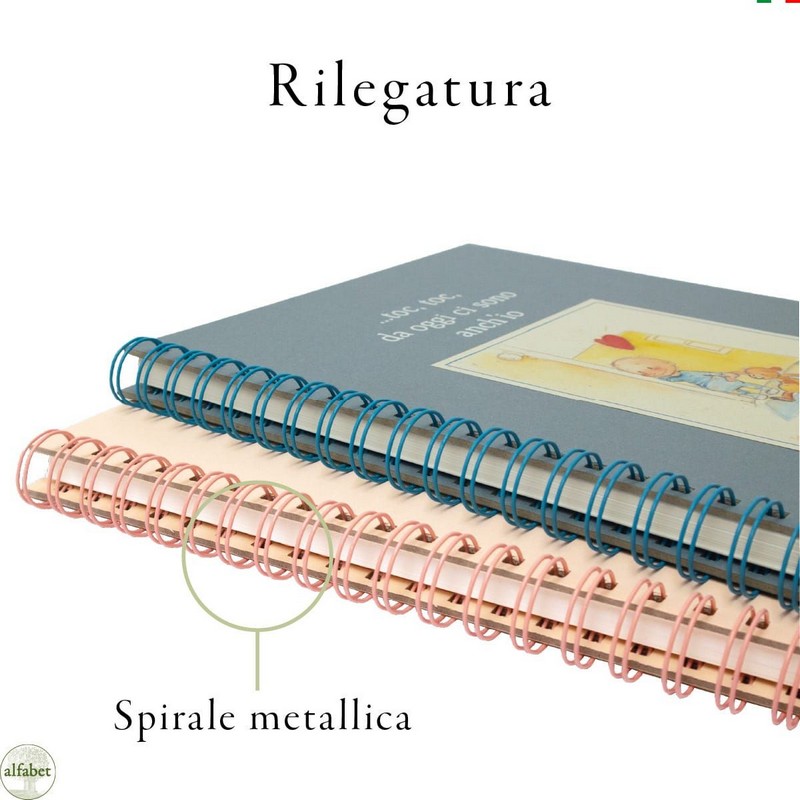Libro della nascita azzurro declinato al maschile per bambini, da compilare e da rileggere insieme una volta diventati grandi!