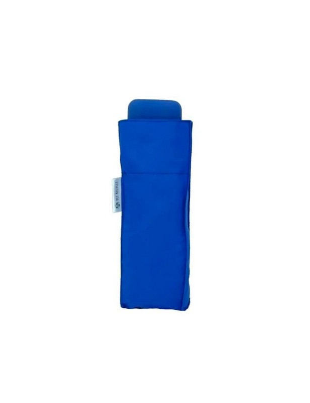 Mini ombrello tascabile manuale blu con astuccio e 6 raggi, antivento
